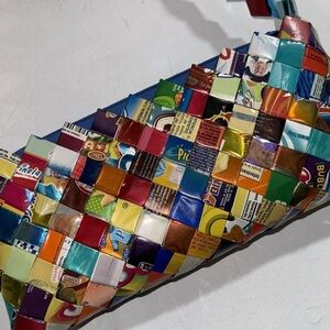 Wrapper purse zippered closure handbag colorful conversation piece